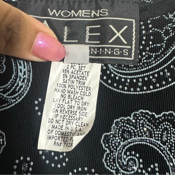 Alex Evenings 2X Black Paisley 2pc Jacket Tank Set Plus Formal Glitter - Picture 8 of 13